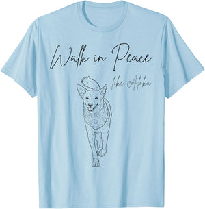 Walk for Peace Like Aloka Dog Minimalist Zen Art T-Shirt - T-Shirt | Light Blue