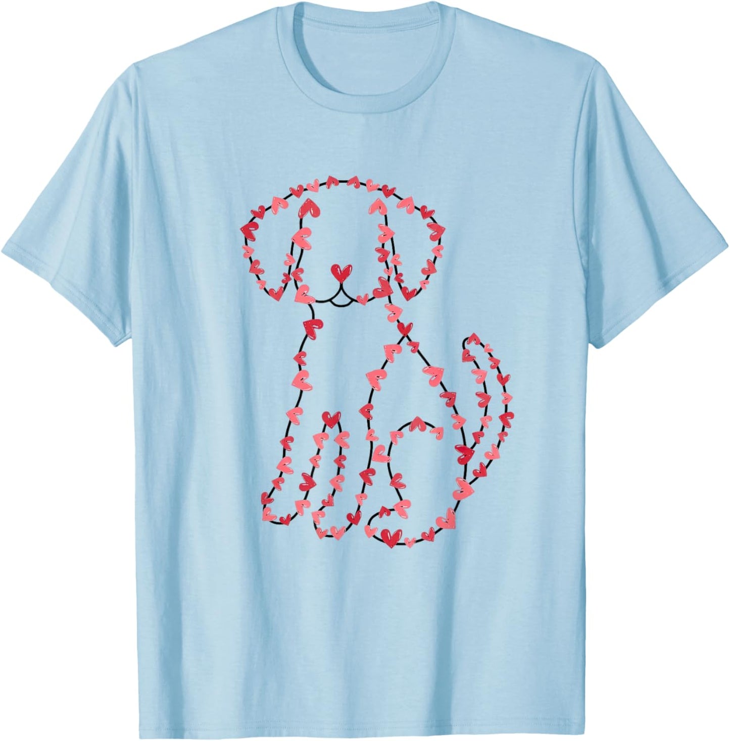 Dog Valentines Day Heart Love Puppy Dog Lover Women Girls T-Shirt - T-Shirt | Light Blue