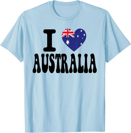 I Love Australia Heart Flag Retro Travel Souvenir T-Shirt - T-Shirt | Light Blue