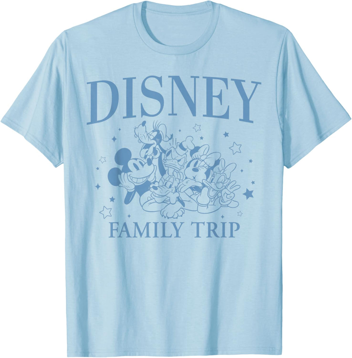 Disney Mickey and Friends Disney Family Trip Retro Drawing T-Shirt - T-Shirt | Light Blue