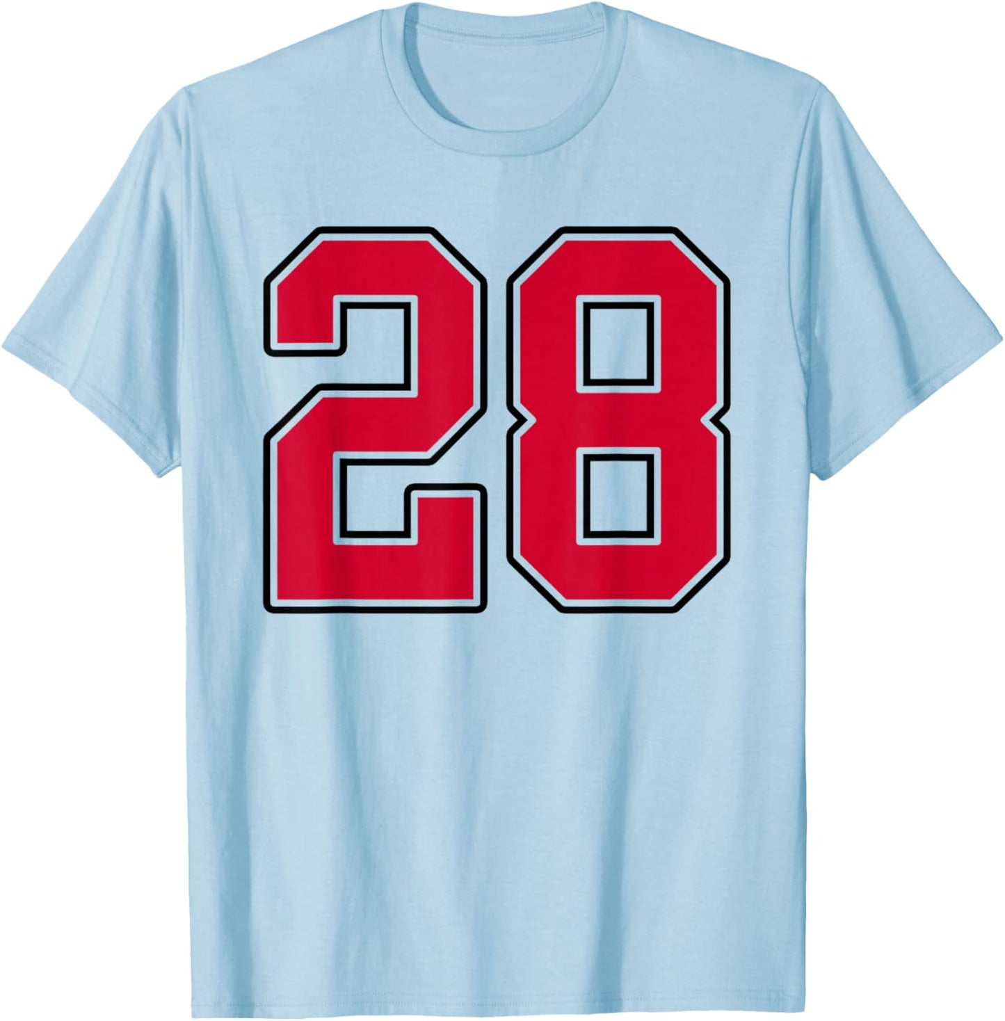 Red and Black Number 28 Jersey Player Uniform #28 T-Shirt - T-Shirt | Light Blue