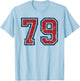 Red and Blue Sports Number 79 Jersey Uniform Player Fan T-Shirt - T-Shirt | Light Blue