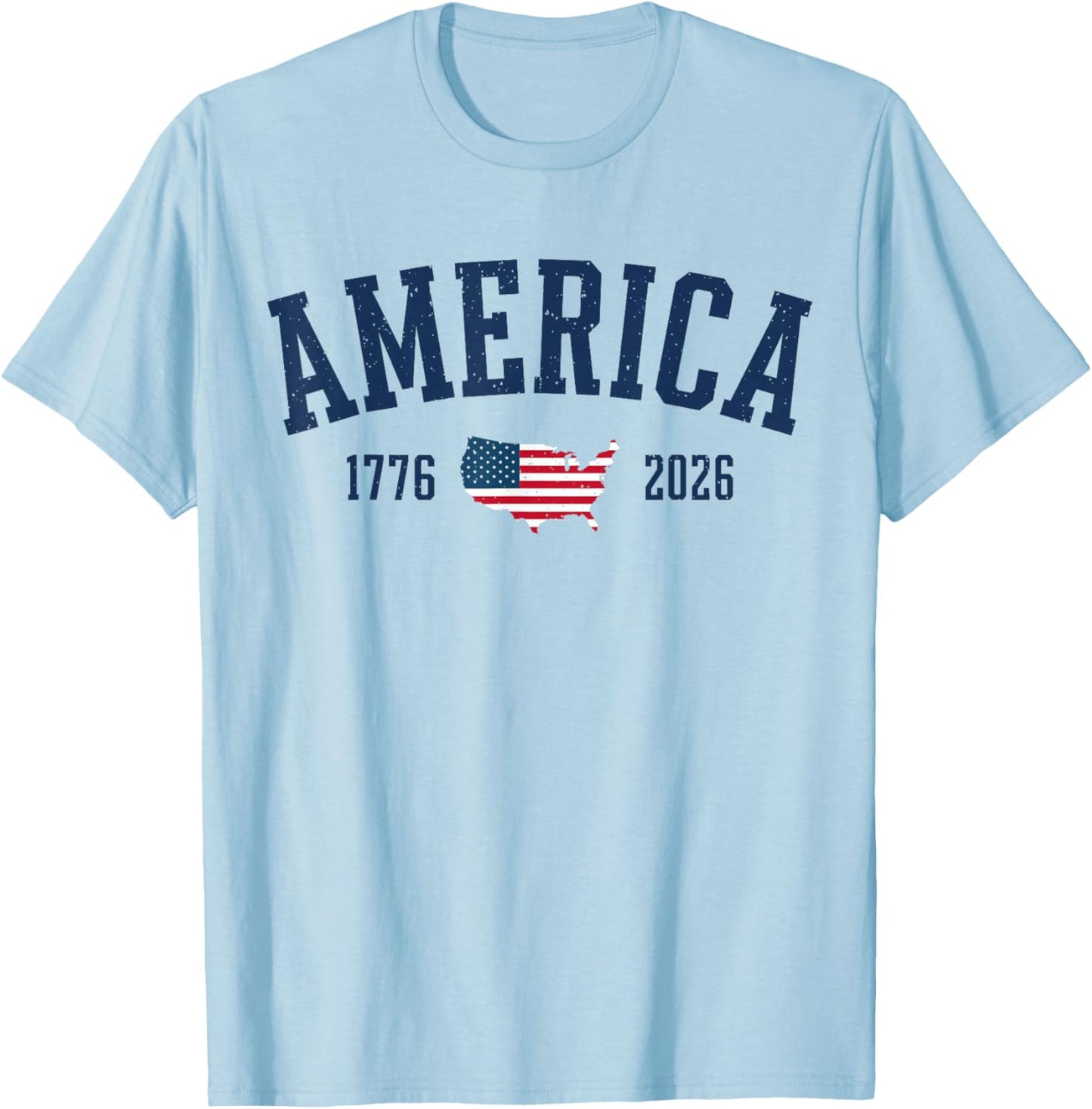 4th of July American Flag Vintage 250 Years 1776 2026 USA T-Shirt - T-Shirt | Light Blue