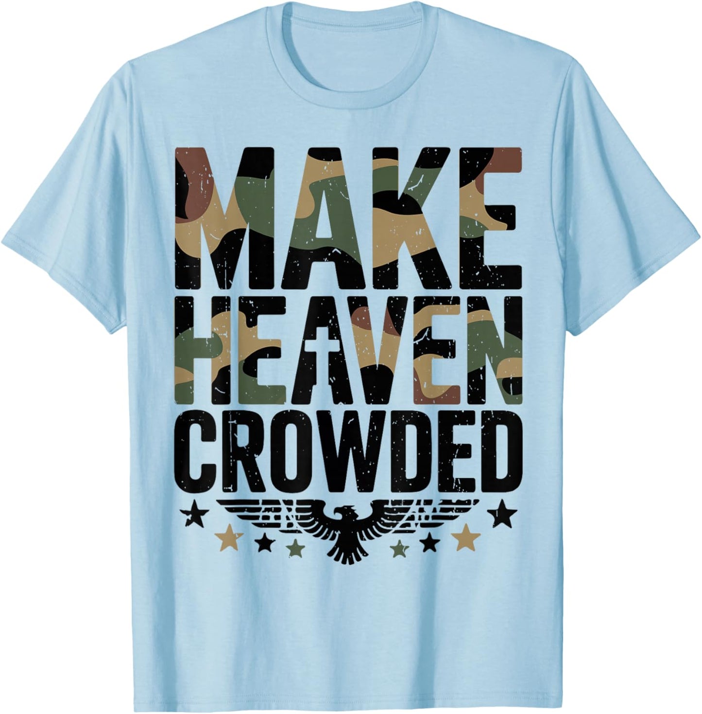 Youth Make Heaven Crowded Camouflage Jesus Camo Christian T-Shirt - T-Shirt | Light Blue
