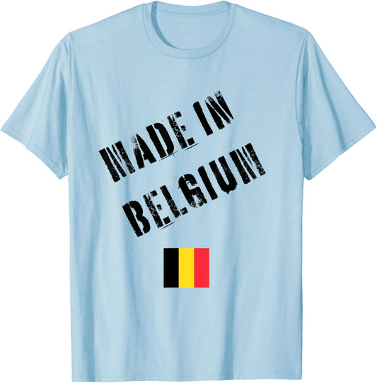 Made in Belgium with Flag Funny T-Shirt - T-Shirt | Light Blue