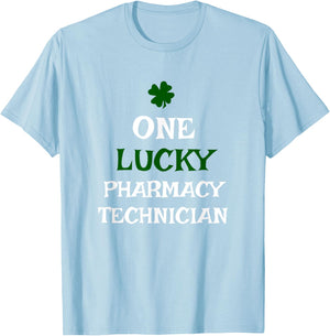 One Lucky Pharmacy Technician St. Patrick's Day Irish Tech T-Shirt - T-Shirt | Light Blue