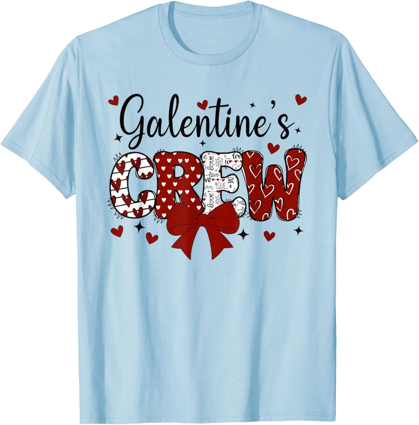 Happy Galentines Day Crew Cute Coquette Bow Galentine 2026 T-Shirt - T-Shirt | Light Blue