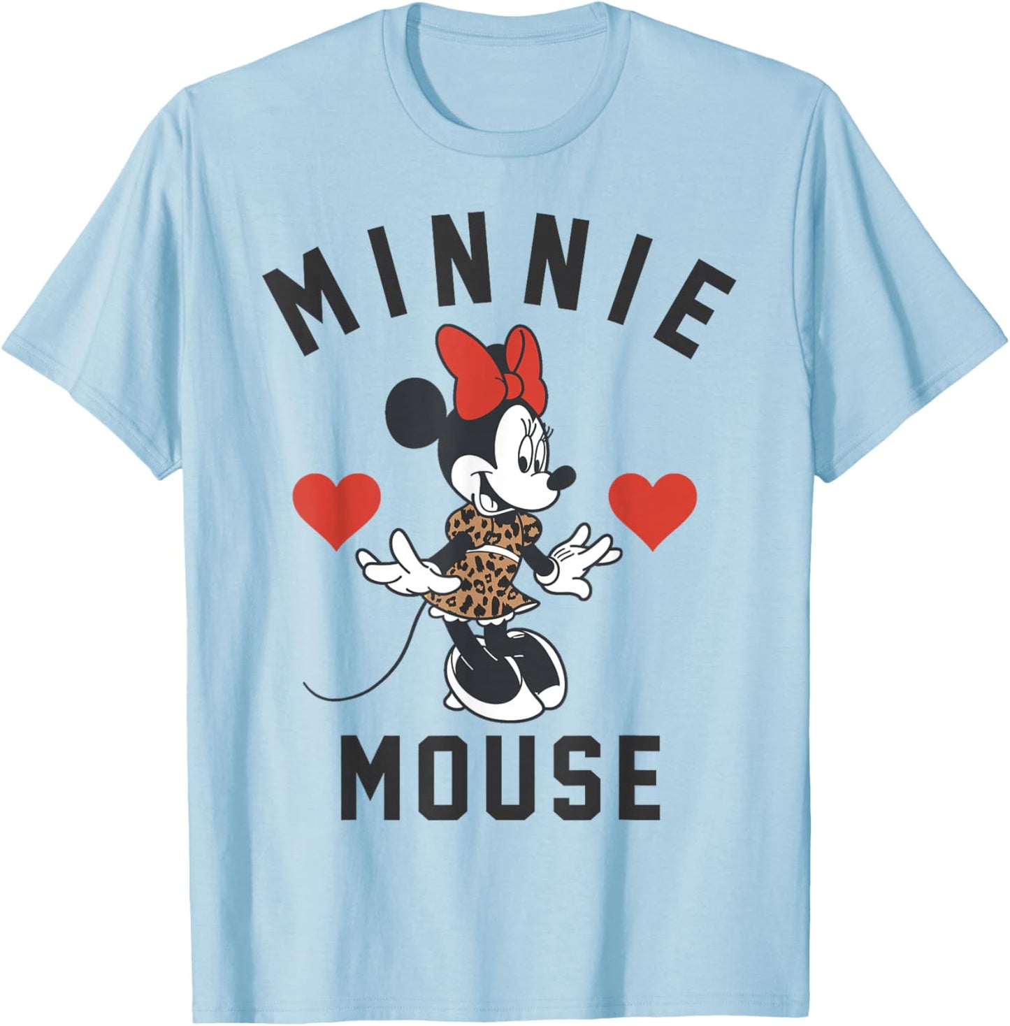 Disney Minnie Mouse Wearing A Cute Leopard-Print Dress T-Shirt - T-Shirt | Light Blue