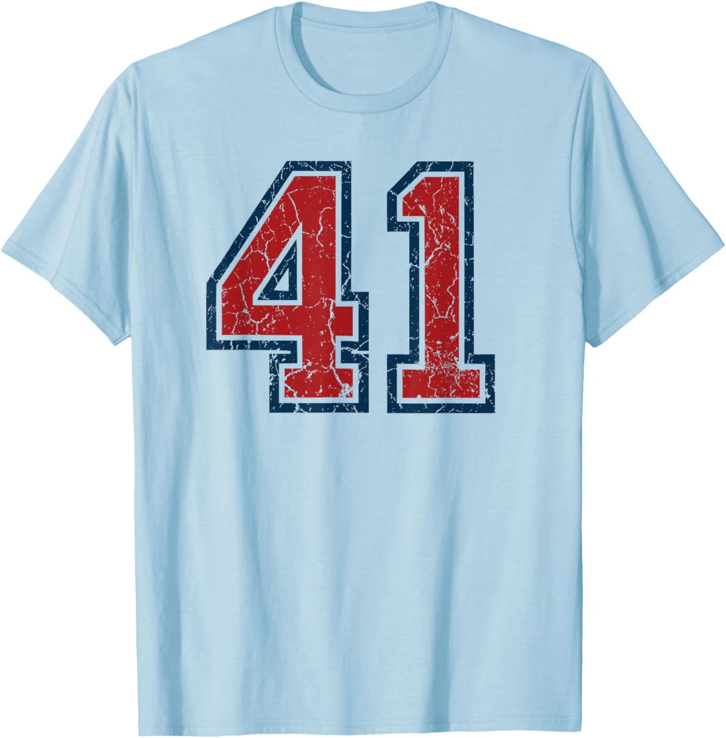 Red and Blue Sports Number 41 Jersey Uniform Player Fan T-Shirt - T-Shirt | Light Blue