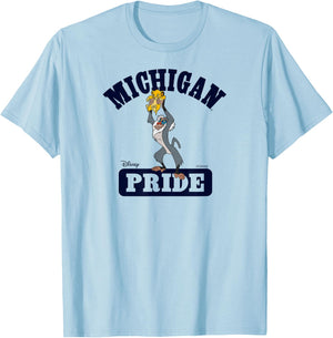 Michigan Wolverines Lion King Pride Gray Officially Licensed T-Shirt - T-Shirt | Light Blue