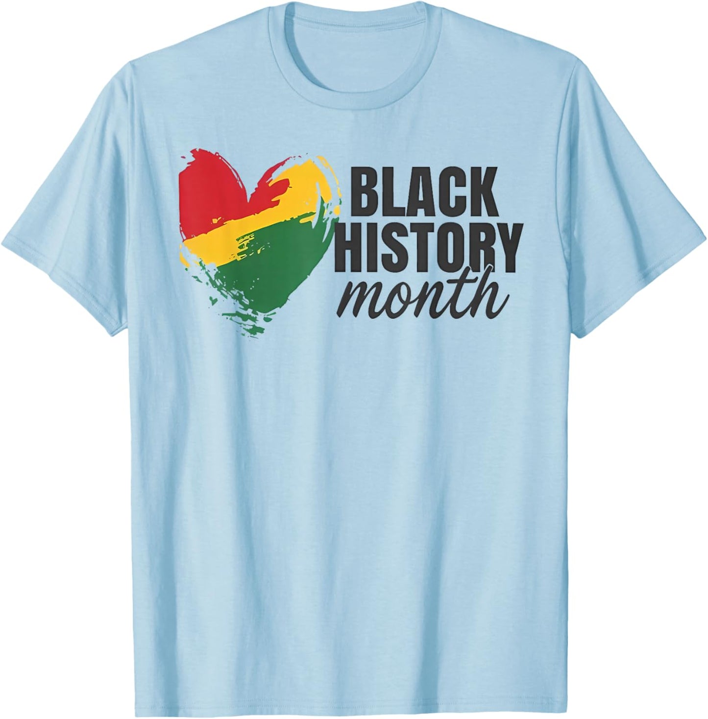 Black History Month Heart African American Men Women Kids T-Shirt - T-Shirt | Light Blue