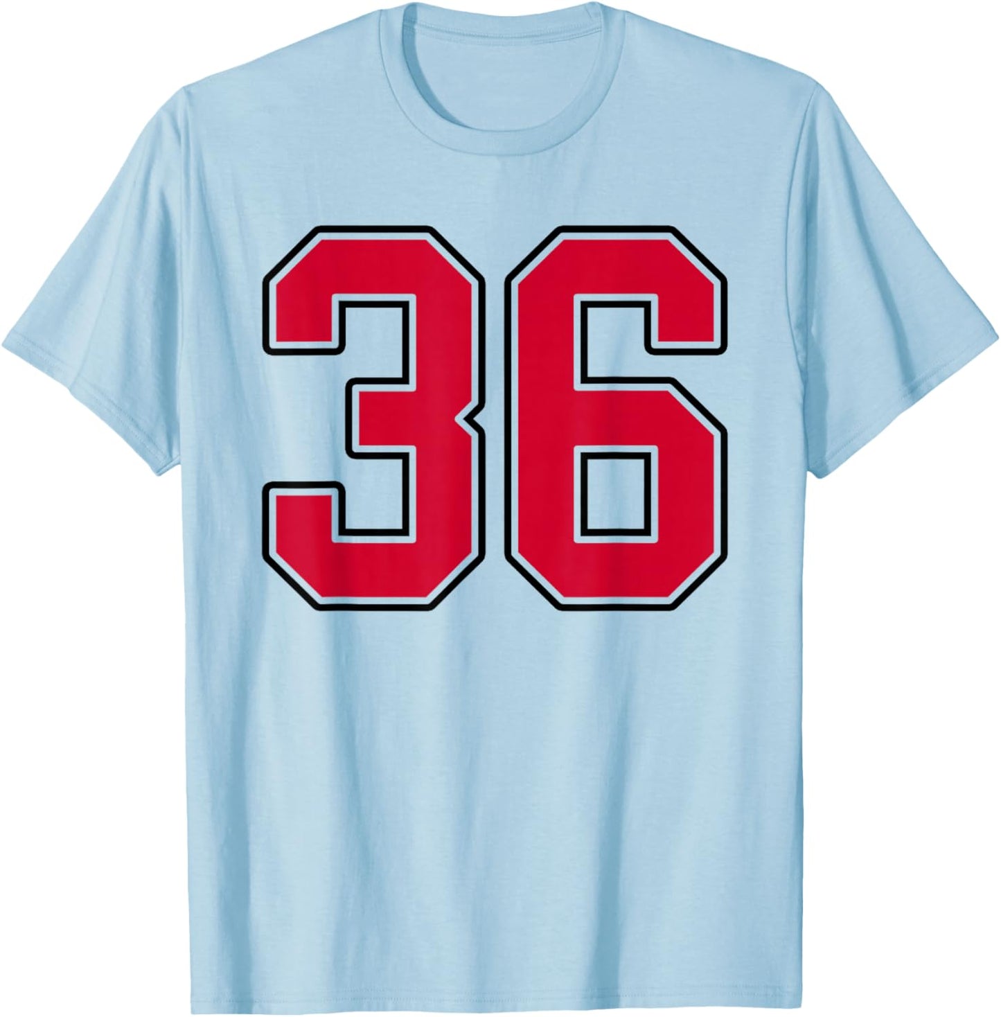 Red and Black Number 36 Jersey Player Uniform #36 T-Shirt - T-Shirt | Light Blue