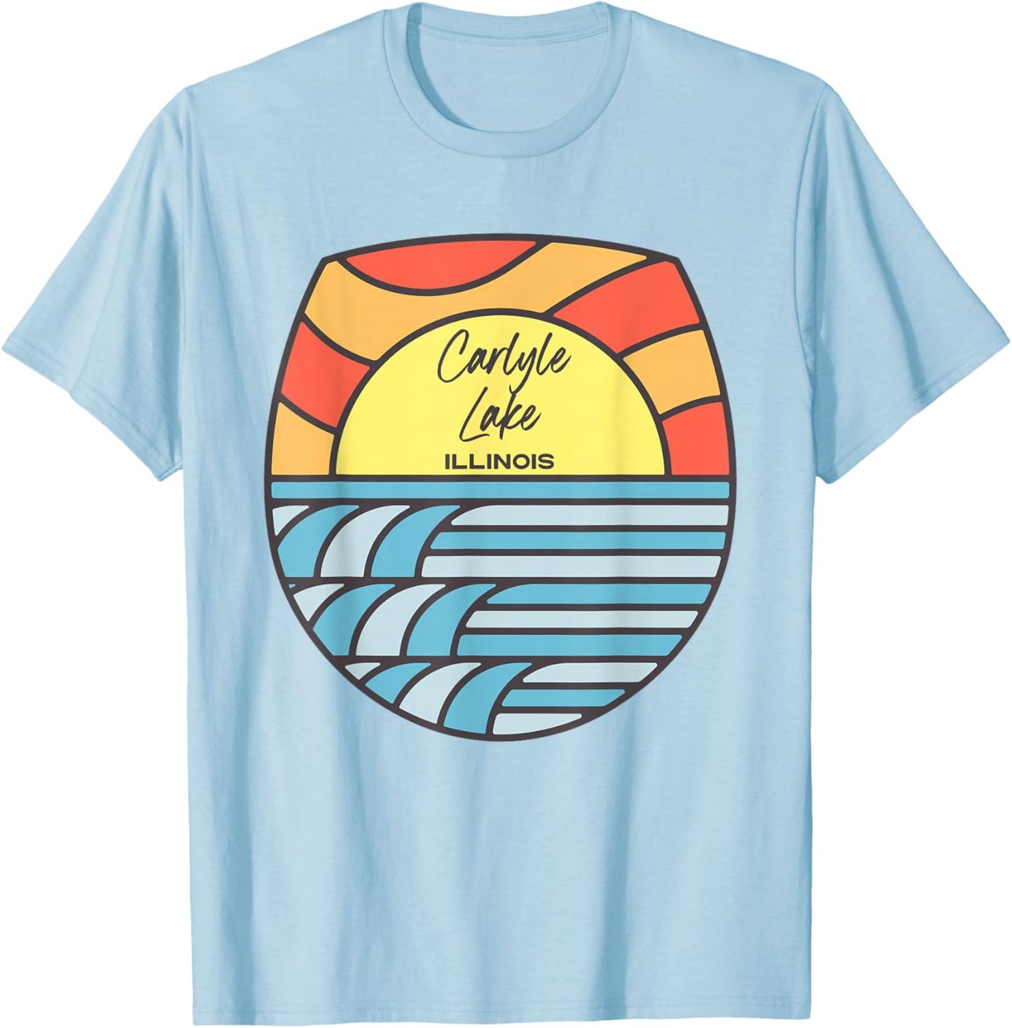 Carlyle Lake Illinois IL Sunset Vacation Souvenir T-Shirt - T-Shirt | Light Blue