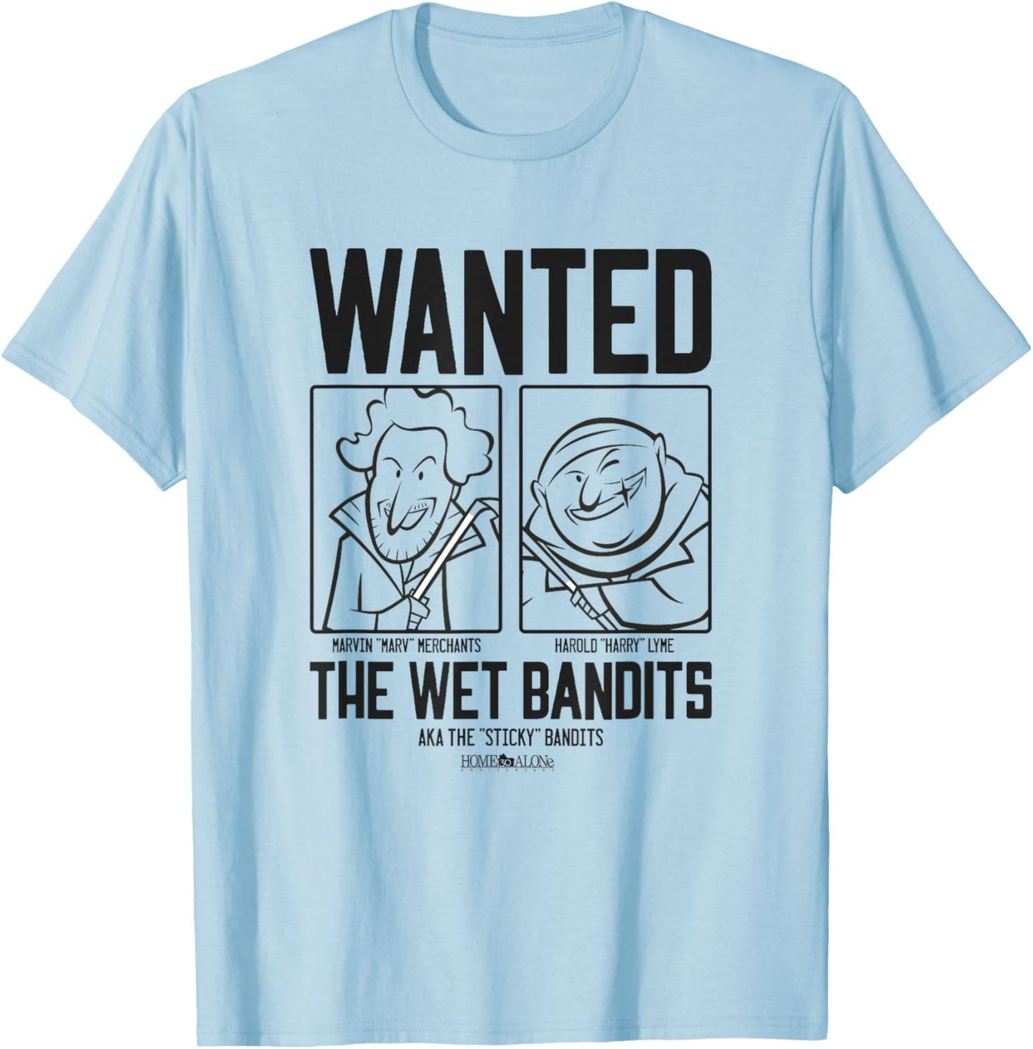 Home Alone Sketch Style Wet Bandits Poster T-Shirt - T-Shirt | Light Blue