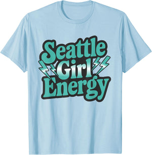Seattle Girl Throwback Energy Vintage SEA Girls T-Shirt - T-Shirt | Light Blue