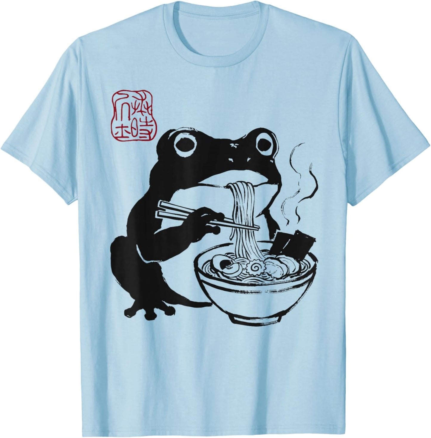 Grumpy Frog Funny Ramen Anime Japanese T-Shirt - T-Shirt | Light Blue