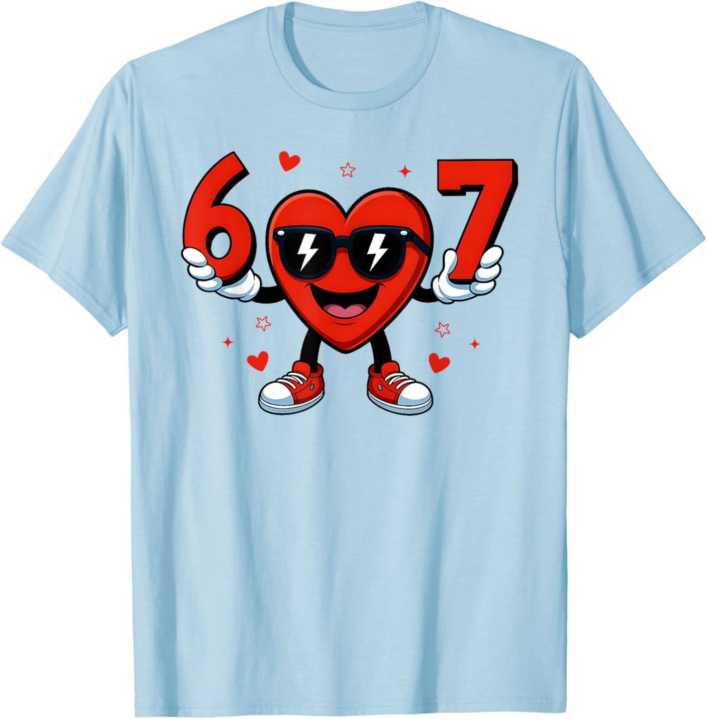 Funny Six Seven 6 7 Valentines Day Boys Girls Kids 67 Meme T-Shirt - T-Shirt | Light Blue