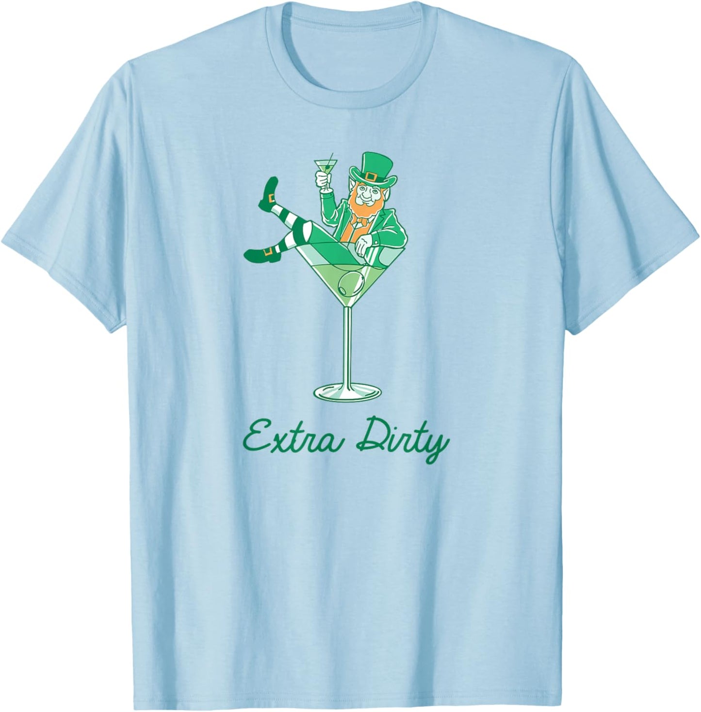 St. Patrick's Day Leprechaun Martini Extra Dirty T-Shirt - T-Shirt | Light Blue