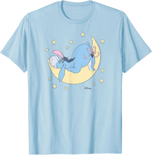 Winnie The Pooh - Eeyore Sleeping on The Moon T-Shirt - T-Shirt | Light Blue