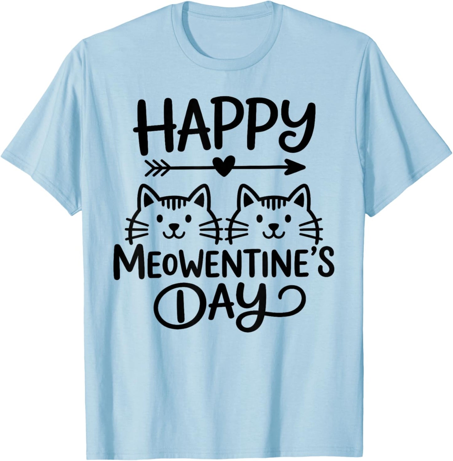 Happy Meowentine's Day Valentine T-Shirt - T-Shirt | Light Blue
