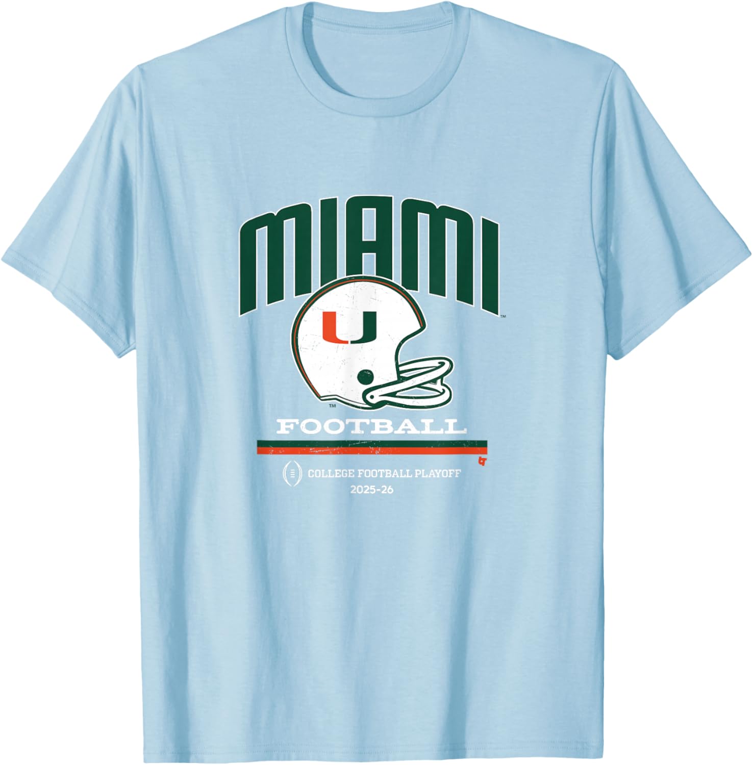 Miami Hurricanes 2025 College Football Playoff Retro Helmet T-Shirt - T-Shirt | Light Blue