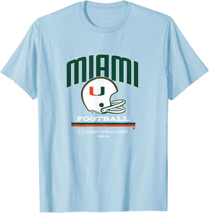 Miami Hurricanes 2025 College Football Playoff Retro Helmet T-Shirt - T-Shirt | Light Blue