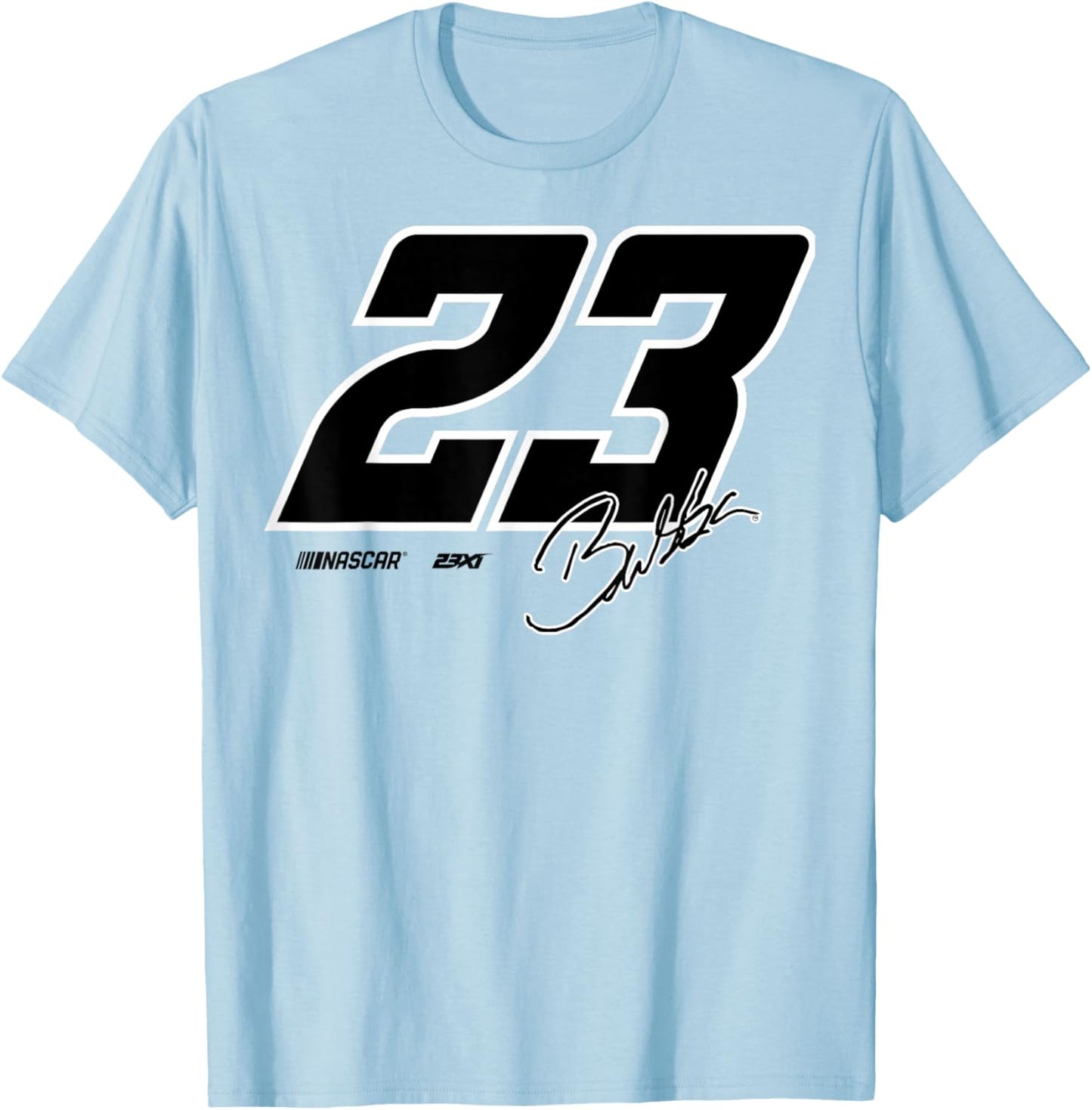 NASCAR No. 23 Darrell Bubba Wallace Jr Signature 23XI Racing T-Shirt - T-Shirt | Light Blue