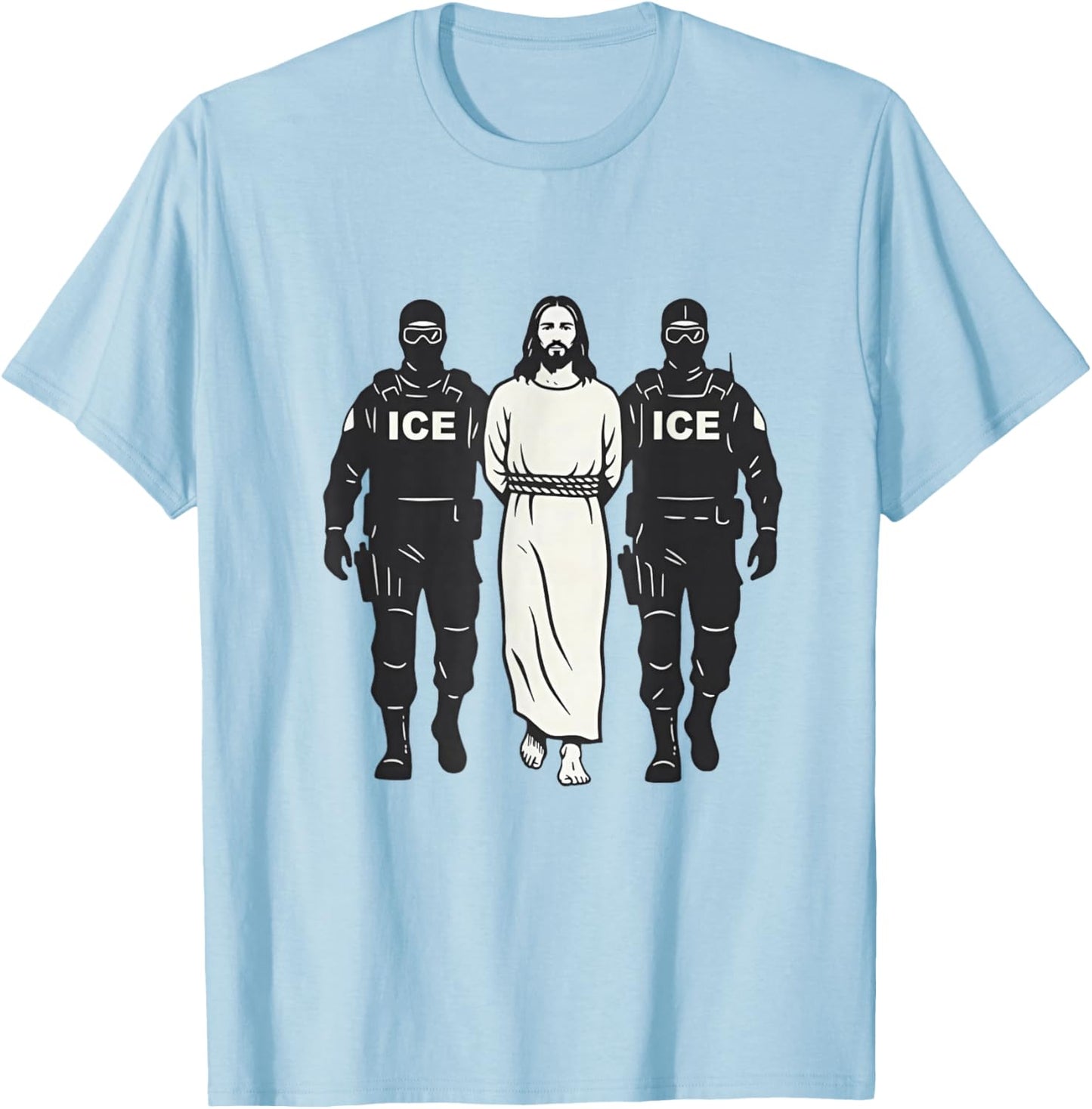 Anti ICE Jesus Arrested Parody T-Shirt - T-Shirt | Light Blue