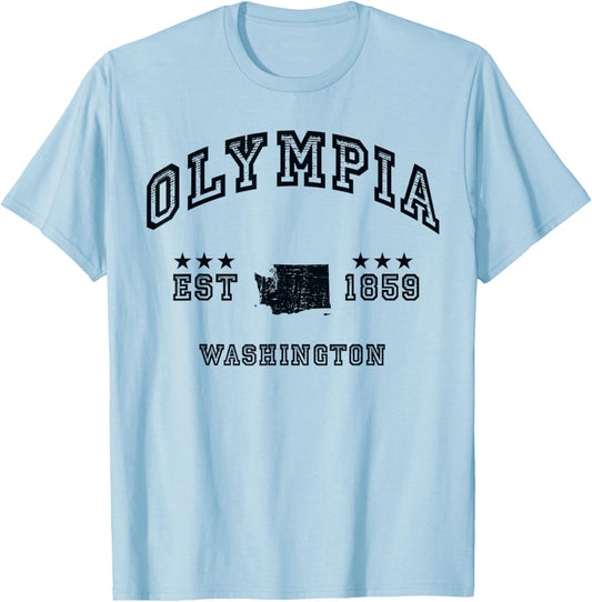 Retro Olympia Washington WA Souvenir Sport Throwback T-Shirt - T-Shirt | Light Blue