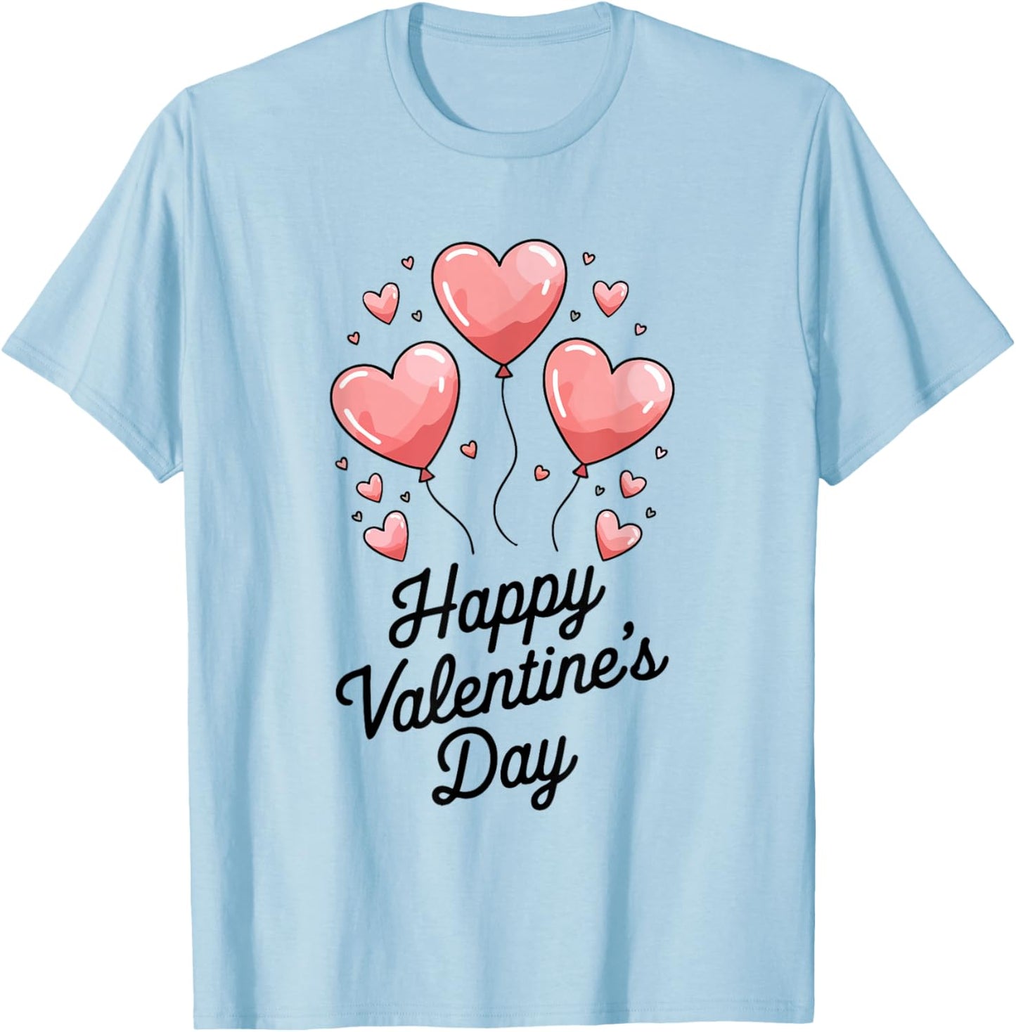 Valentine's Day Heart Shaped Balloons Whimsical Cute T-Shirt - T-Shirt | Light Blue
