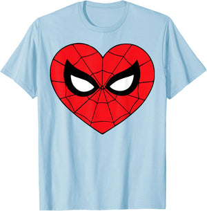 Marvel Comics Spider-Man Heart-Shaped Mask T-Shirt - T-Shirt | Light Blue