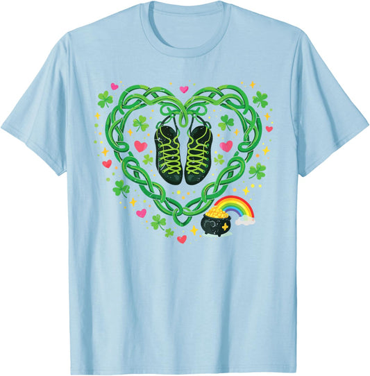 Toddler Girl St Patricks Day Irish Dance Celtic Knot Heart T-Shirt - T-Shirt | Light Blue