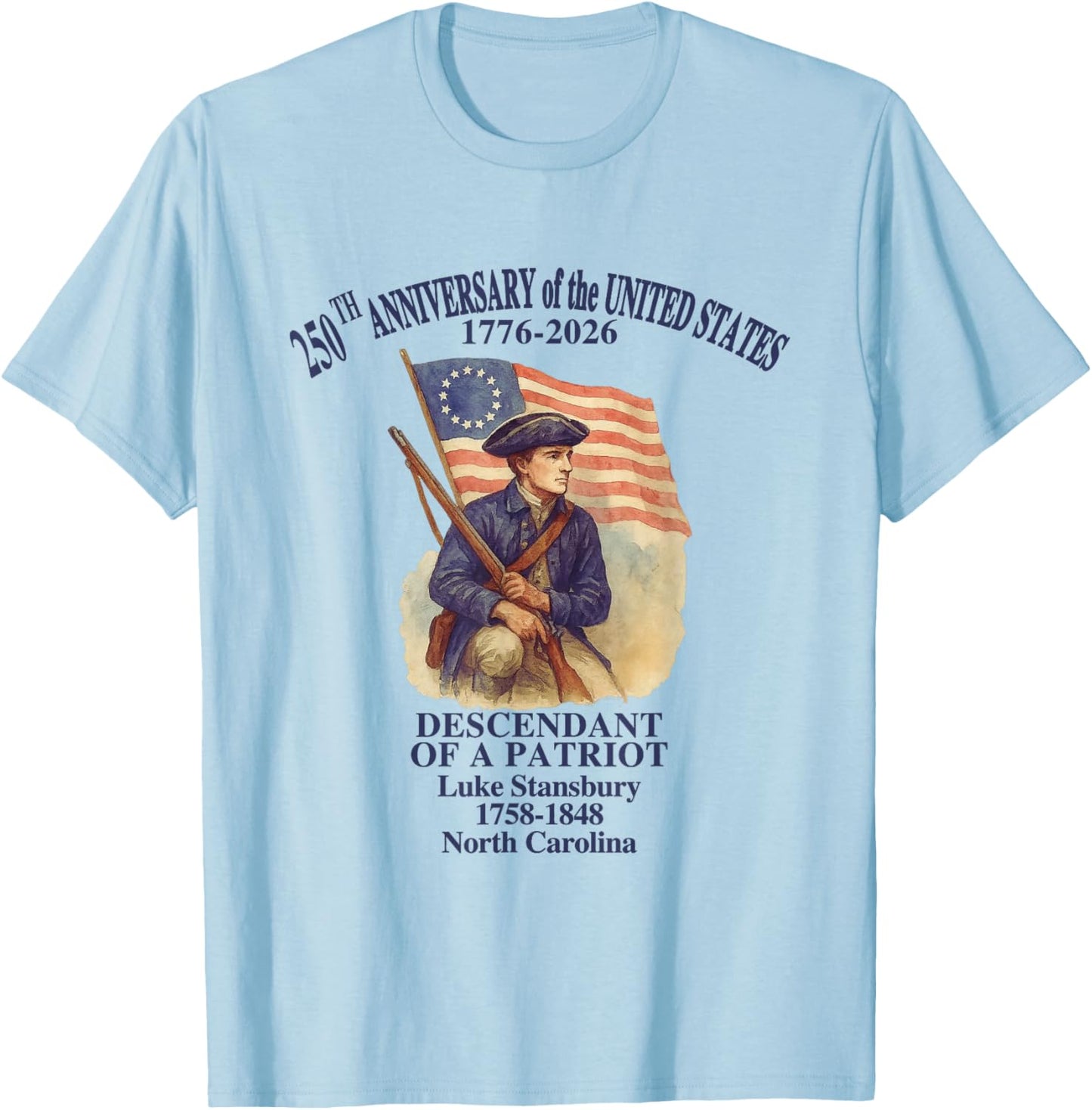250 Years of America 1776-2026 Patriotic Semiquincentennial T-Shirt - T-Shirt | Light Blue