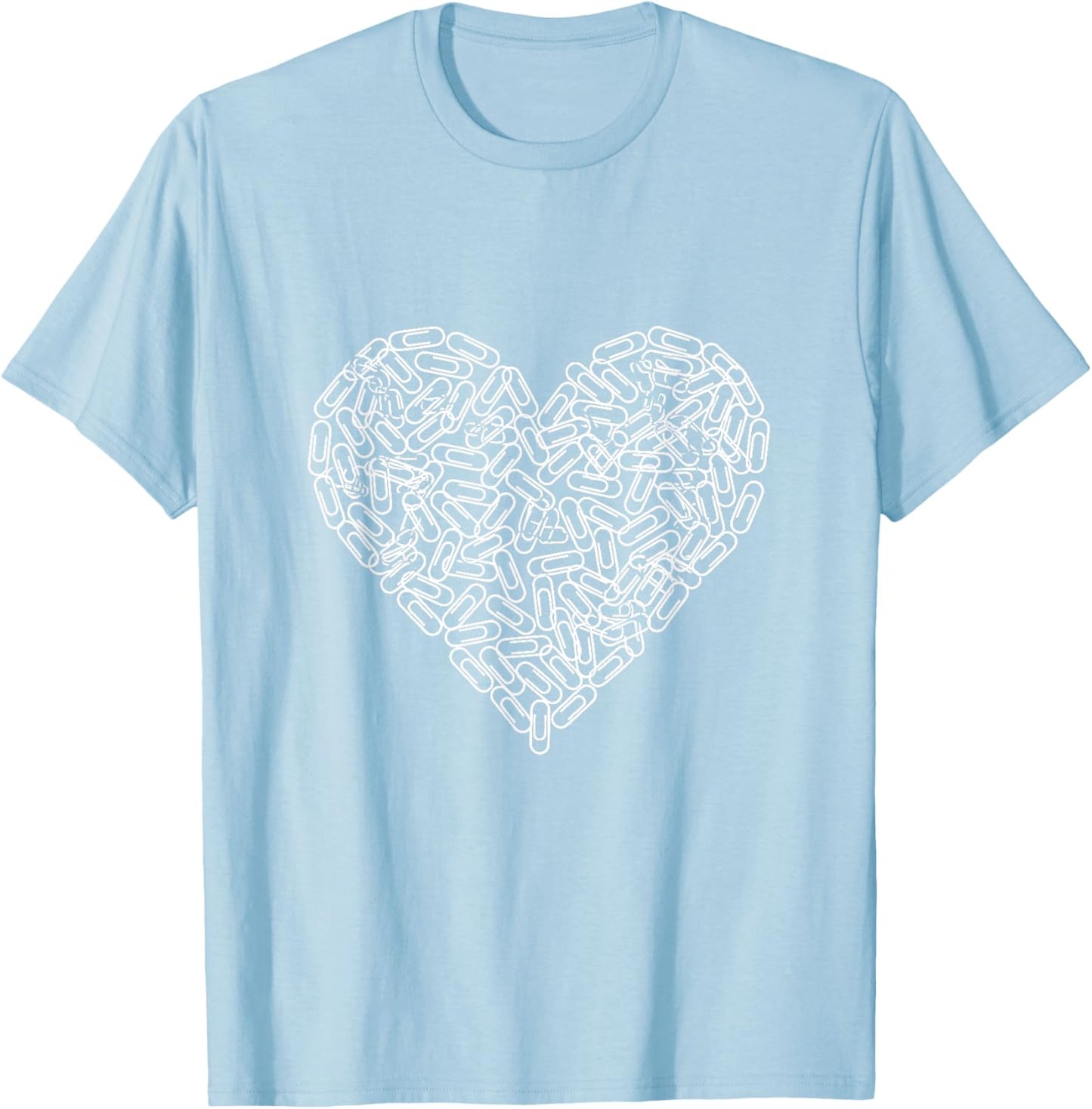 Paper Clip Heart Teacher School Cute Valentines Days T-Shirt - T-Shirt | Light Blue