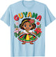 Guyanese Girl in Traditional Dress with Tropical Flowers T-Shirt - T-Shirt | Light Blue