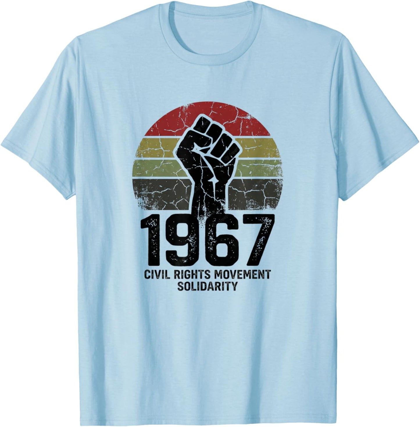 Black History Month 1967 Civil Rights Power Fist T-Shirt - T-Shirt | Light Blue