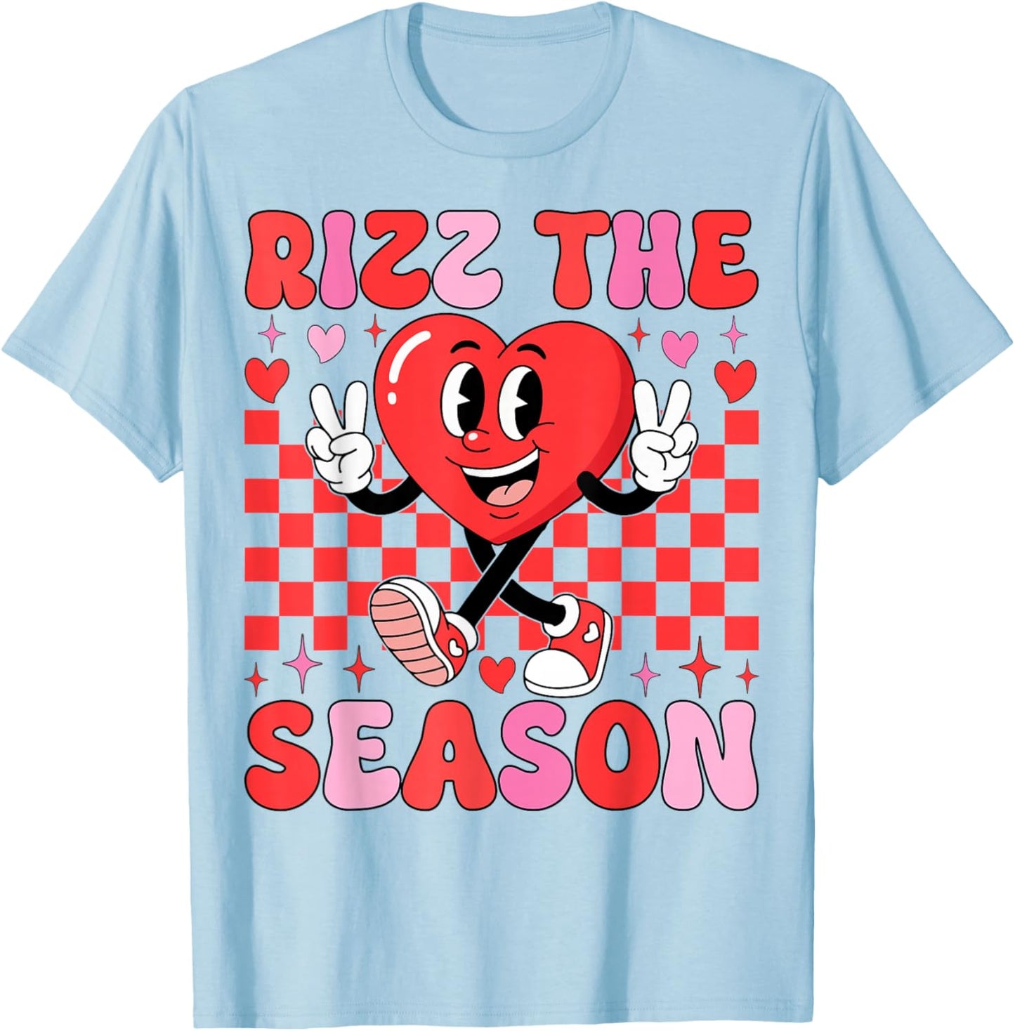 Rizz The Season Valentine Couples Retro Aesthetic T-Shirt - T-Shirt | Light Blue