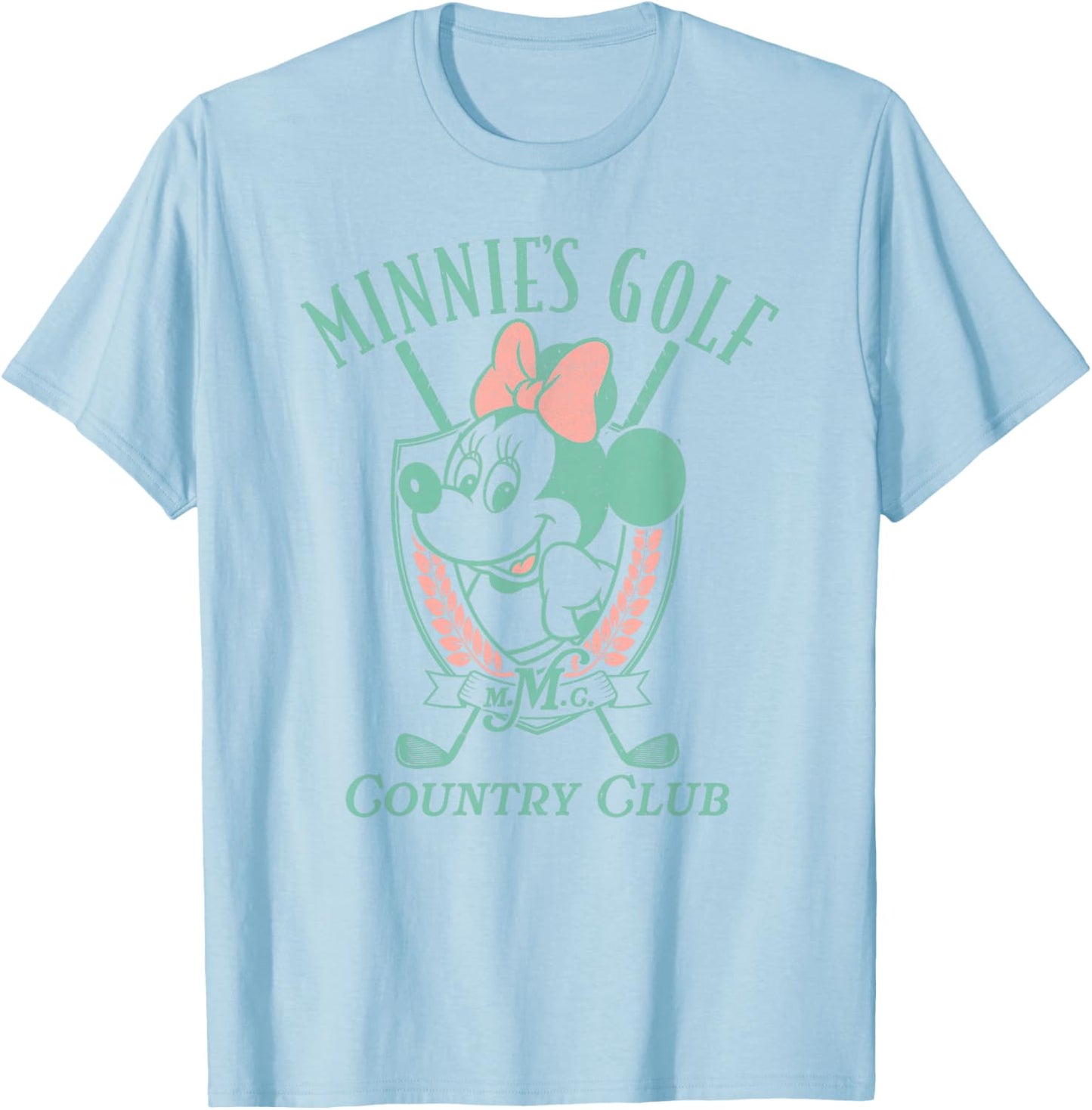 Disney Minnie Mouse Golf Country Club Distressed Portrait T-Shirt - T-Shirt | Light Blue