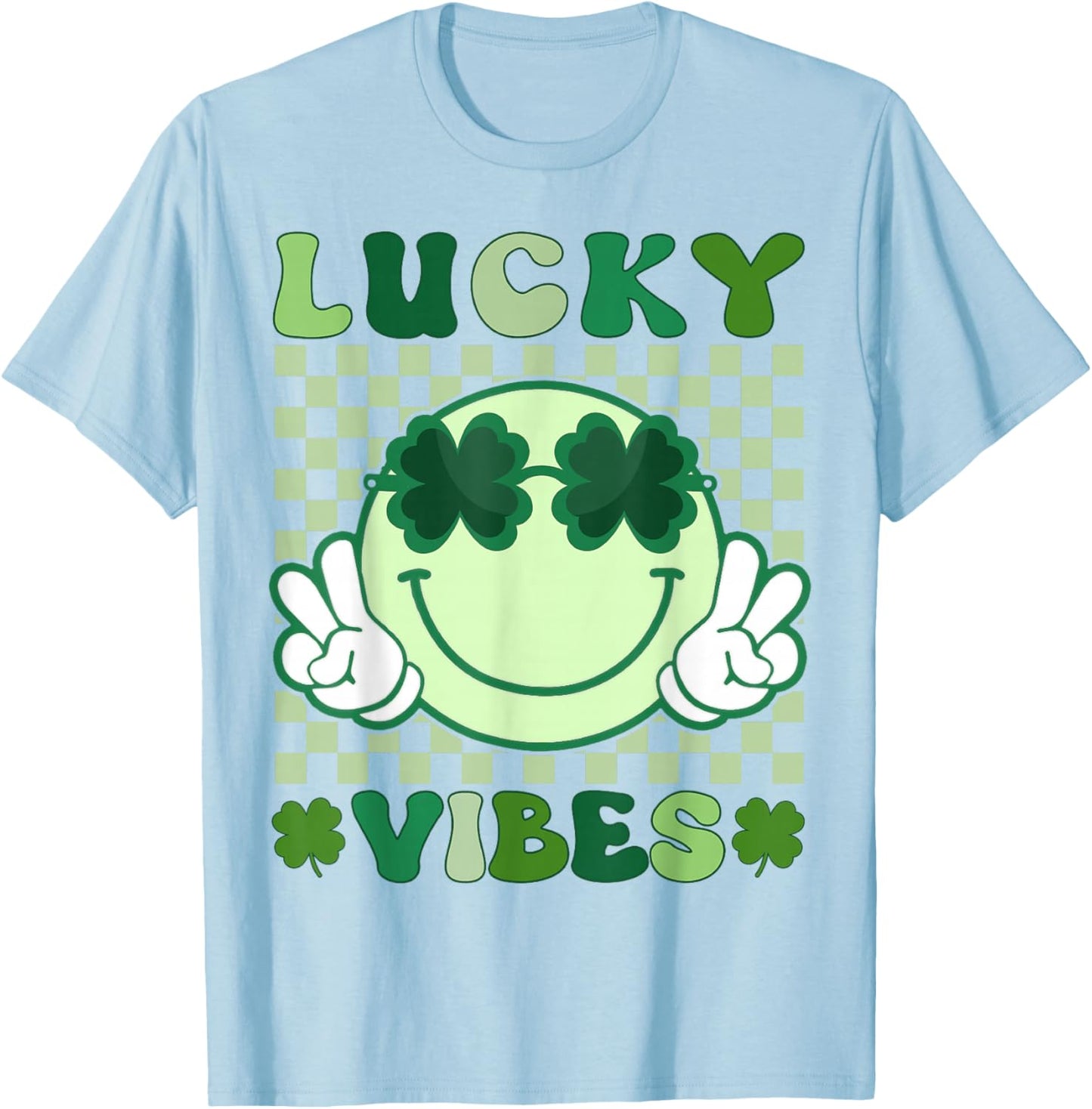Groovy St Patricks Day Shirts Men Kids Lucky Vibes T-Shirt - T-Shirt | Light Blue