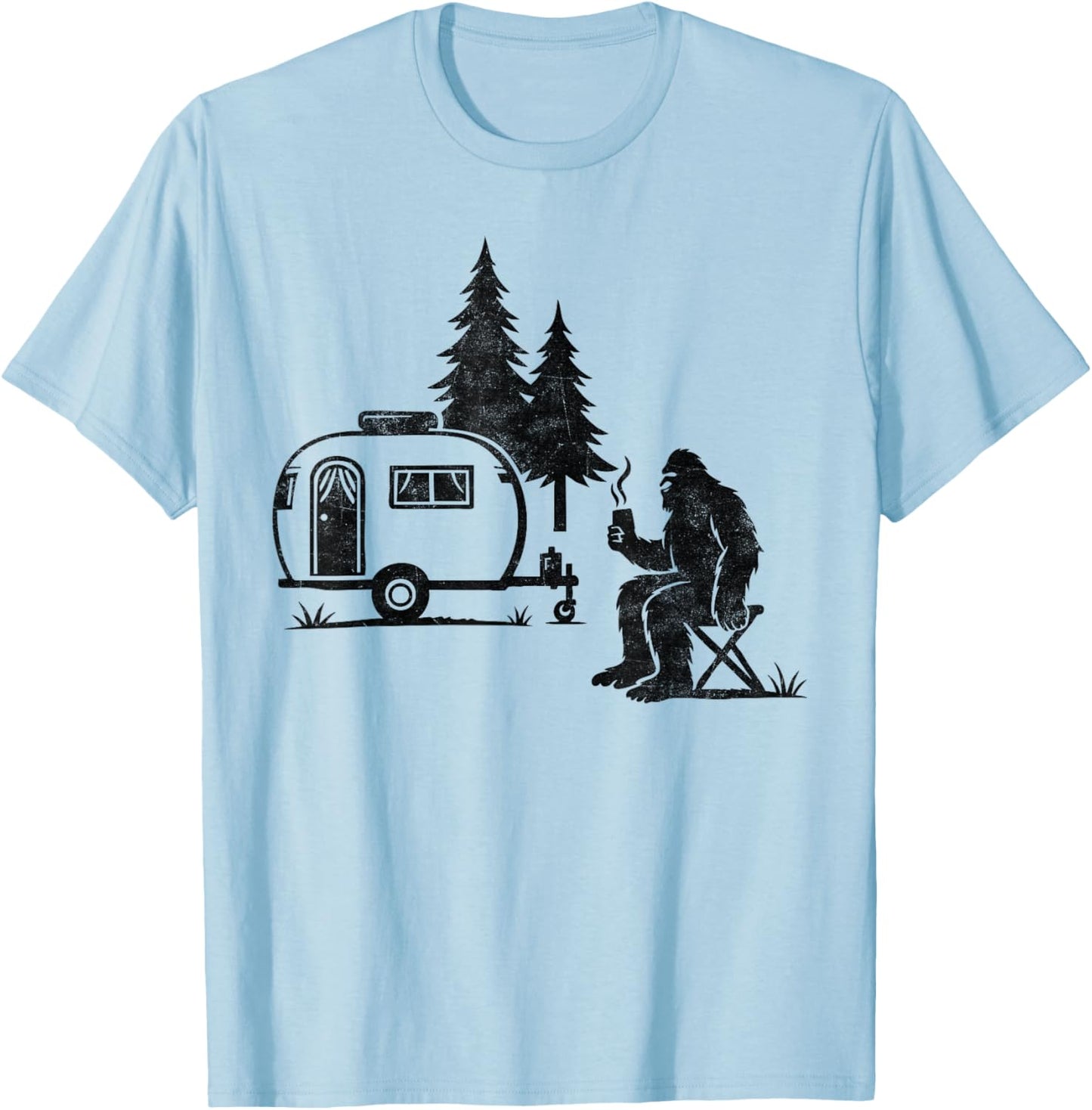 Camping Motorhome RV Bigfoot Lover Adventure Nature Outdoor T-Shirt - T-Shirt | Light Blue