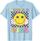 Nine is A Vibe 9th Birthday Groovy Smile Face 9 Years Old T-Shirt - T-Shirt | Light Blue