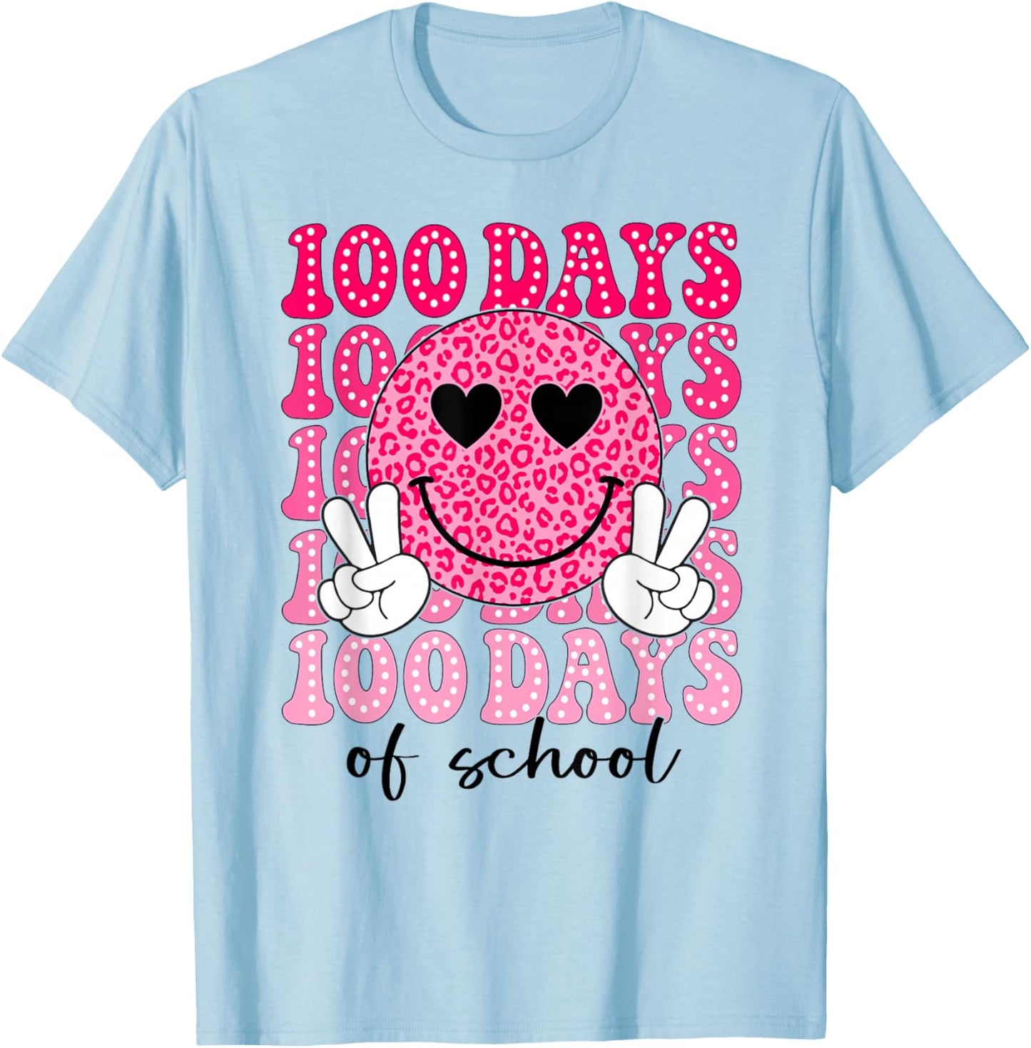 100 Days of School Retro Smile 100th Day School Teacher Kids T-Shirt - T-Shirt | Light Blue