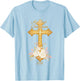 My First Communion 2026 Floral Cross Catholic Girls T-Shirt - T-Shirt | Light Blue