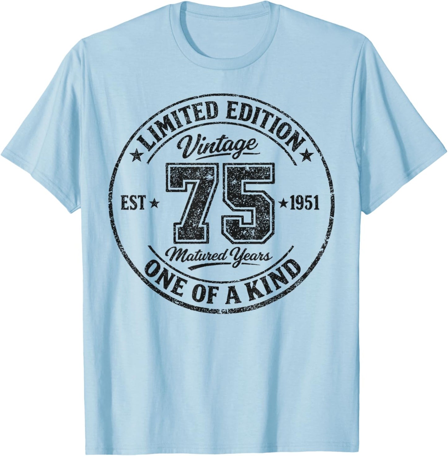 75th Birthday Vintage 1951 Limited Edition 75 Year Old T-Shirt - T-Shirt | Light Blue