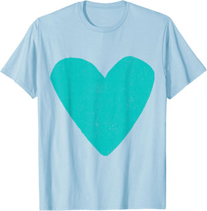 Love Heart Teal Turquoise Color Hot Pink T-Shirt - T-Shirt | Light Blue