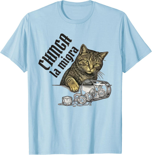 Vintage Chinga La Migra Cat Women T-Shirt - T-Shirt | Light Blue