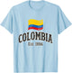 Retro Colombia Country Colombian Flag Heart Colombia Pride T-Shirt - T-Shirt | Light Blue