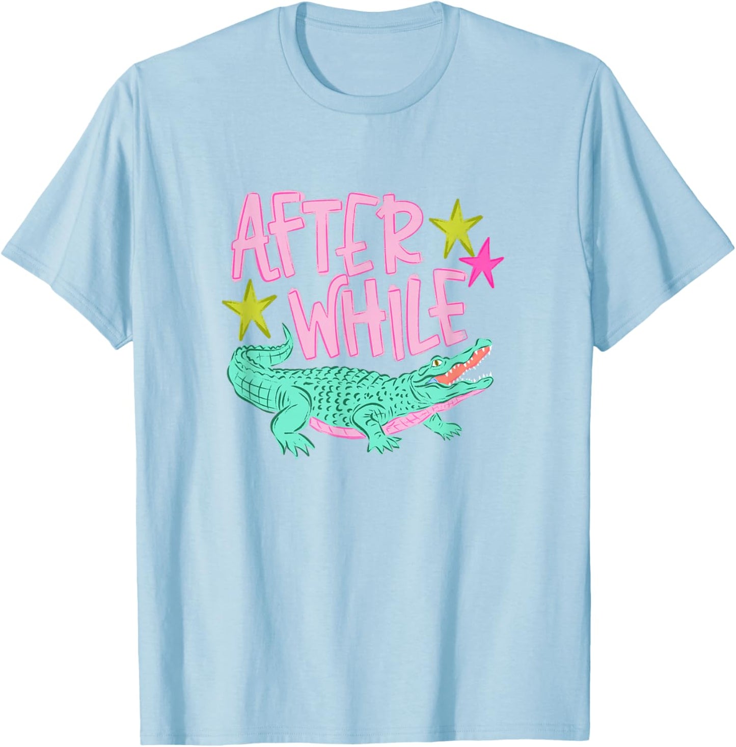 After While Crocodile Funny Saying Retro Aesthetic Alligator T-Shirt - T-Shirt | Light Blue