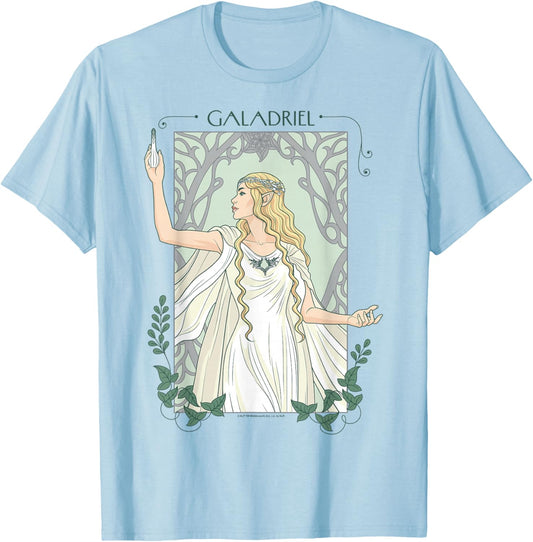 The Lord of the Rings Lady Galadriel Ethereal Art Portrait T-Shirt - T-Shirt | Light Blue