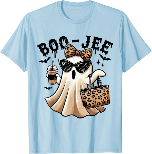 Boo JEE Ghost Spooky Vibes Halloween Boujee Women Funny T-Shirt - T-Shirt | Light Blue